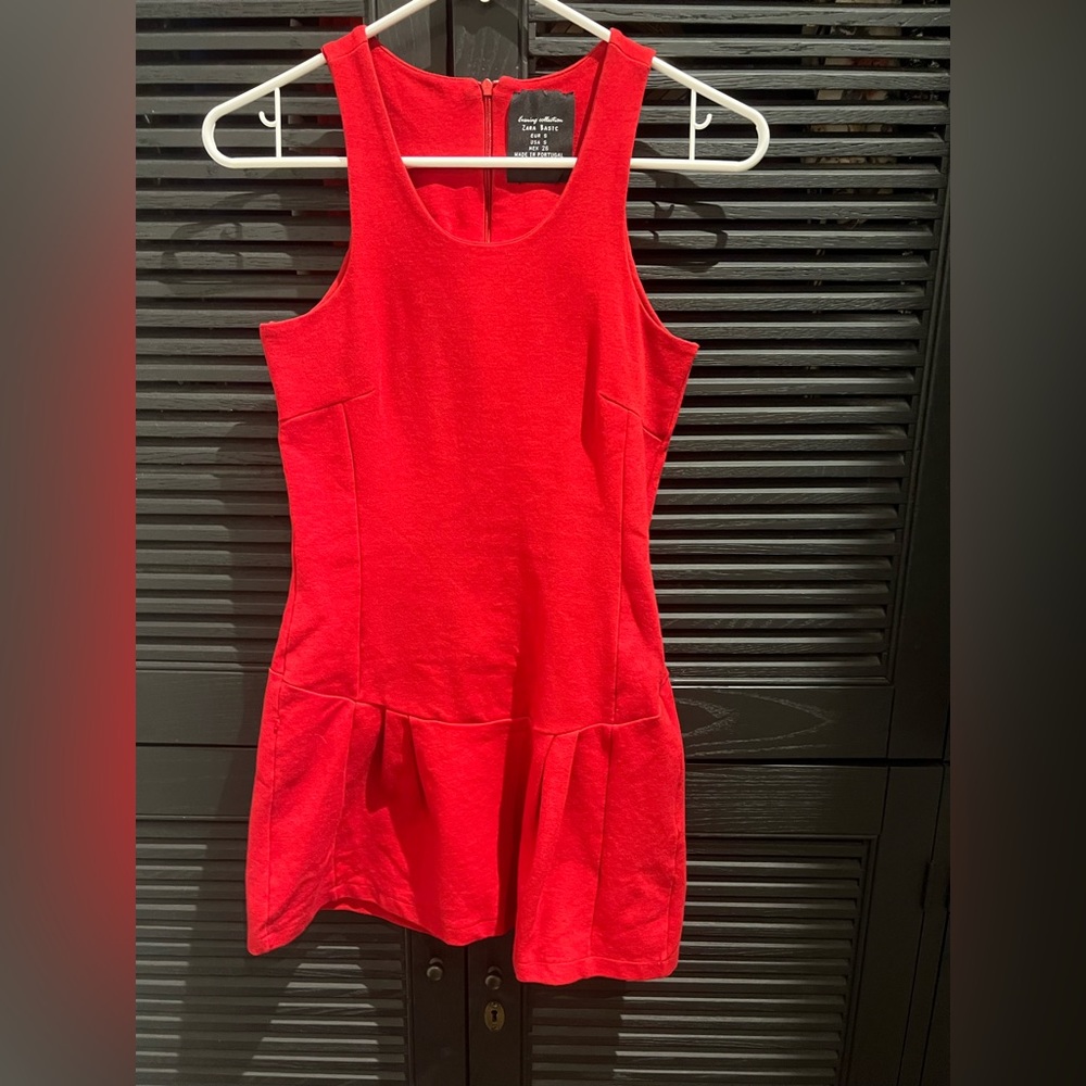 Zara Basic Evening Collection Red Mini Dress Plea… - image 4
